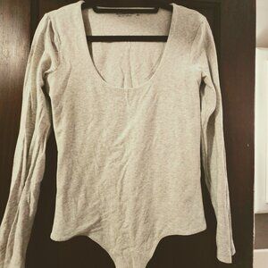 A&F Gray Bodysuit Scoop Neck Large